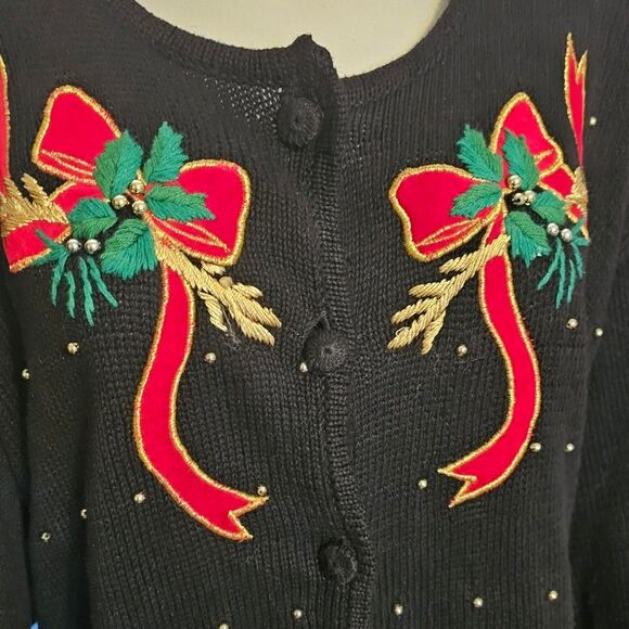 Studio Collection Woman 2X XXL Christmas Holiday sweater cardigan vintage Y2K - Picture 3 of 6